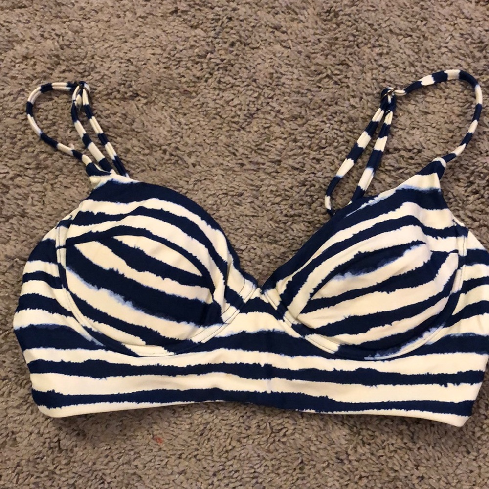 blue and white tie dye bikini top